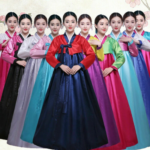 Korean Hanbok Women Dress Costume Ethnic Dance Traditional Long Sleeve Cosplay A